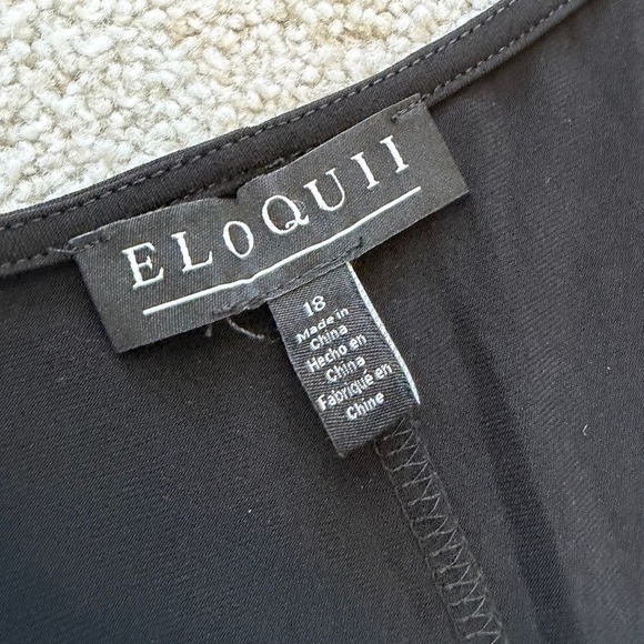 Eloquii Faux Wrap Maxi Dress Womens 18 Black V Neck NWT Formal Elegant - Picture 4 of 13